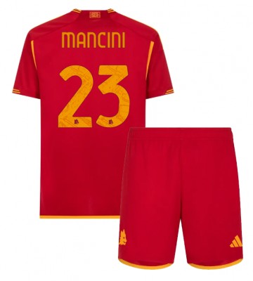 AS Roma Gianluca Mancini #23 Hemmakläder Barn 2023-24 Kortärmad (+ Korta byxor)